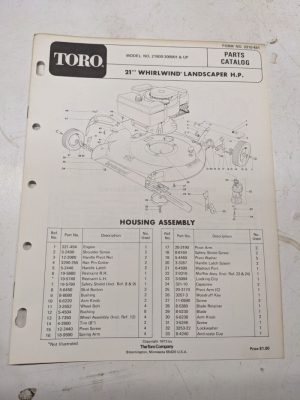 Toro Parts Catalog List Book Manual 21” Whirlwind Landscaper Hp 21900 1973 Mower