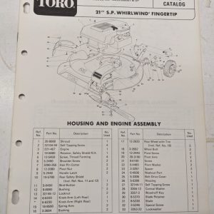 Toro Parts Catalog List Book Manual 21” Whirlwind Sp Lawn Mower 16255 1973