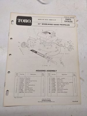 Toro Parts Catalog List Book Manual 21” Whirlwind Hp Lawn Mower 16172 1973
