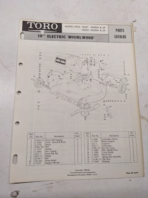 Toro Parts Catalog List Book Manual 19” Whirlwind Electric Mower 18301 18302 68