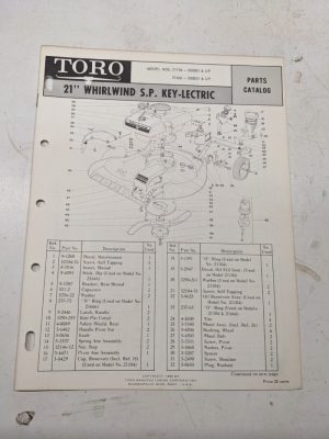 Toro Parts Catalog List Book Manual 21” Whirlwind Sp Lawn Mower 21104 21666 1969