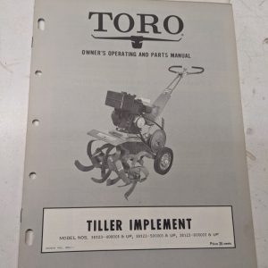 Toro Parts Catalog List Book Manual Owner Operating Tiller Implement 38123