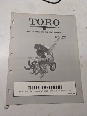 Toro Parts Catalog List Book Manual Owner Operating Tiller Implement 38123