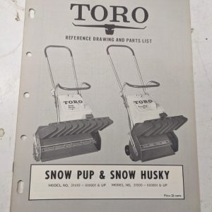 Toro Parts Catalog List Book Manual Reference Drawing Snow Pup Husky 31410 31500
