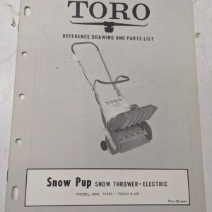 Toro Parts Catalog List Book Manual Reference Drawing Snow Pup 31450 7001 Blower