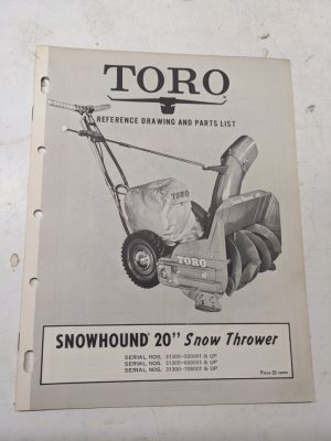 Toro Parts Catalog List Book Manual Ref Drawing Snow Hound 20” Blower 313000