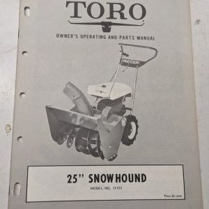 Toro Parts Catalog List Book Manual Reference Drawing Snow Hound 20 Blower 31103