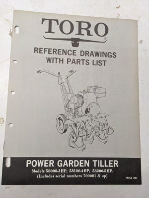 Toro Parts Catalog List Book Manual Reference Drawing Tiller 58000 58100 58200