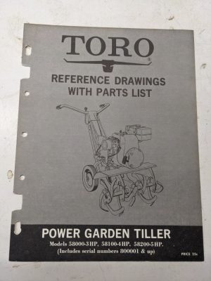 Toro Part Catalog List Book Manual Reference Drawing Tiller 58000 58100 58200 67