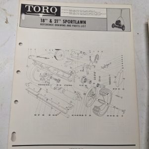 Toro Parts Catalog List Manual Reference Drawing Sportlawn 18 21” 10013 10313