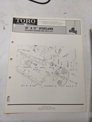 Toro Parts Catalog List Manual Reference Drawing Sportlawn 18 21” 10013 10313