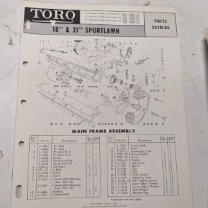 Toro Parts Catalog List Manual Book Sportlawn 18 21” 10013 10323 Mower