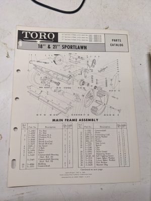 Toro Parts Catalog List Manual Book Sportlawn 18 21” 10013 10323 Mower