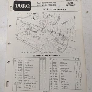 Toro Parts Catalog List Manual Book Sportlawn 18 21” 10018 10121 10221 Mower