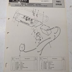 Toro Parts Catalog List Manual Book Delco Energet Battery 21666 Mower