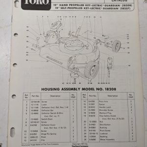 Toro Parts Catalog List Manual Book 19” Guardian Keylectric 18208 18257 1971