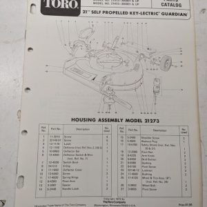 Toro Parts Catalog List Manual Book 21” Guardian Keylectric 21373 21073 21473 72