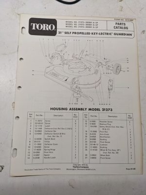 Toro Parts Catalog List Manual Book 21” Guardian Keylectric 21373 21073 21473 72