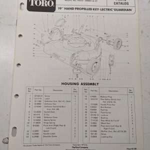 Toro Parts Catalog List Manual Book 19” Guardian Hp Keylectric 19373 1972 Mower