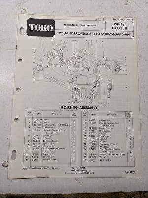 Toro Parts Catalog List Manual Book 19” Guardian Hp Keylectric 19373 1972 Mower
