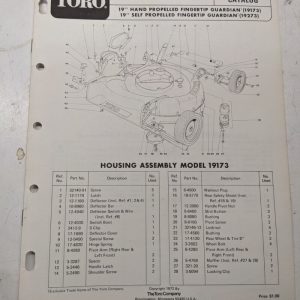 Toro Parts Catalog List Manual Book 19” Guardian Hp Sp 19173 19273 1972 Mower