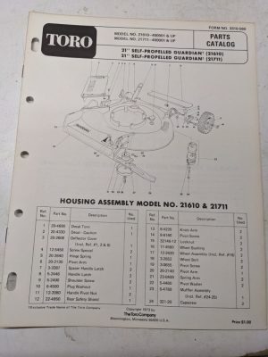Toro Parts Catalog List Manual Book 21” Guardian Sp 21610 21711 1973 Mower