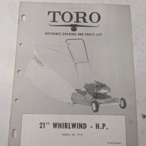 Toro Parts Catalog List Book Manual Reference Drawing 21” Whirlwind Hp 19121