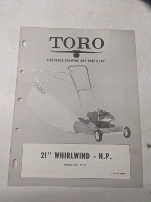 Toro Parts Catalog List Book Manual Reference Drawing 21” Whirlwind Hp 19121