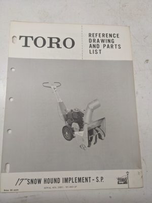 Toro Parts Catalog List Manual Reference Drawing 17” Snow Hound Implement Sp