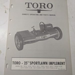 Toro Parts List Manual Reference Drawing 25” Sportlawn Implement 10618 10613