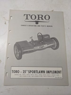 Toro Parts List Manual Reference Drawing 25” Sportlawn Implement 10618 10613