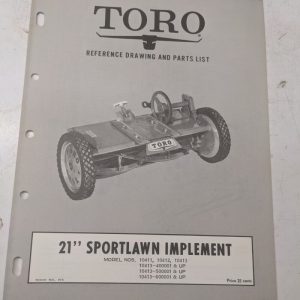 Toro Parts List Manual Reference Drawing 25” Sportlawn Implement 10411 10413