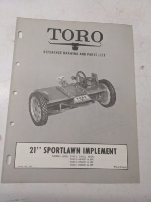 Toro Parts List Manual Reference Drawing 25” Sportlawn Implement 10411 10413