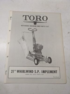 Toro Parts List Manual Reference Drawing 25” Whirlwind Sp Implement 20310