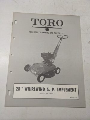 Toro Parts List Manual Reference Drawing 28” Whirlwind Sp Implement 21003