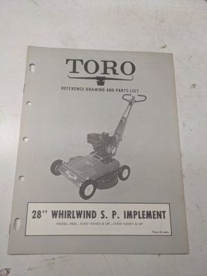 Toro Parts List Manual Reference Drawing 28” Whirlwind Sp Implement 21000