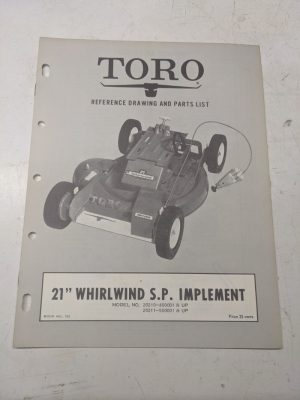 Toro Parts List Manual Reference Drawing 21” Whirlwind Sp Implement 20210 20211