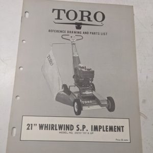 Toro Parts List Book Manual Reference Drawing 21” Whirlwind Sp Implement 20213