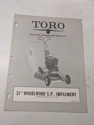 Toro Parts List Book Manual Reference Drawing 21” Whirlwind Sp Implement 20213