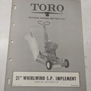 Toro Parts List Book Manual Reference Drawing 21” Whirlwind Sp Implement 20310