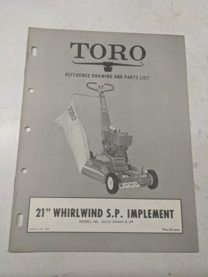 Toro Parts List Book Manual Reference Drawing 21” Whirlwind Sp Implement 20310