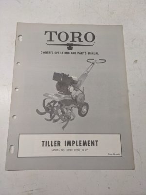 Toro Parts List Book Catalog Manual Reference Drawing Tiller Implement 38123