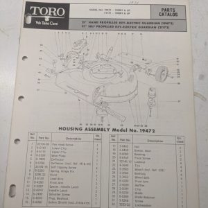 Toro Parts List Book Catalog Manual 21” Sp Hp Key Electric Guardian 197472 21172