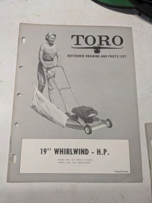 Toro Parts Catalog List Manual Reference Drawing 19” Whirlwind Hp 18111 18121