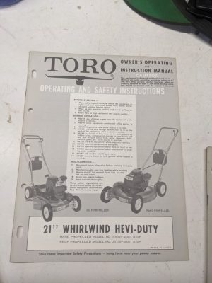 Toro Parts Catalog List Manual Owner Operating 21” Whirlwind Hevi-Duty 23000 100