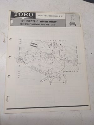 Toro Parts Catalog List Manual Reference Drawing 19” Whirlwind Electric 18300