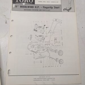 Toro Parts Catalog List Book Manual Reference Drawing 19” Whirlwind Hp 18213