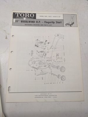 Toro Parts Catalog List Book Manual Reference Drawing 19” Whirlwind Hp 18213