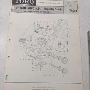 Toro Parts Catalog List Book Manual Reference Drawing 19” Whirlwind Hp 18212