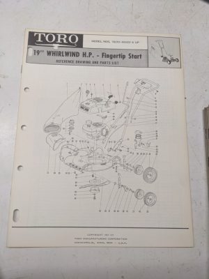 Toro Parts Catalog List Book Manual Reference Drawing 19” Whirlwind Hp 18212